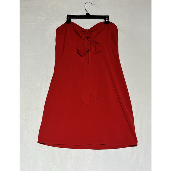 Abercrombie & Fitch Strapless Mini Dress Medium Tall Red Keyhole Bow - Picture 1 of 9
